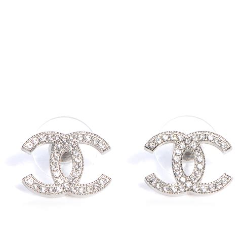 chanel silver cc earrings